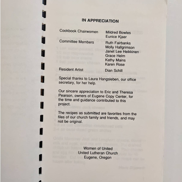 A Through L Bring Hot Dish (1991) Cookbook United Lutheran Church Eugene Oregon - Picture 4 of 10